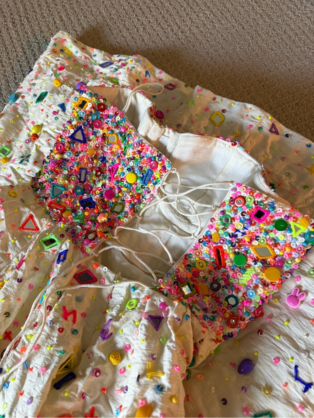 Anthropologie the outfit artisan White Midi Dress with Multicolor Embellishments - Picture 6 of 6